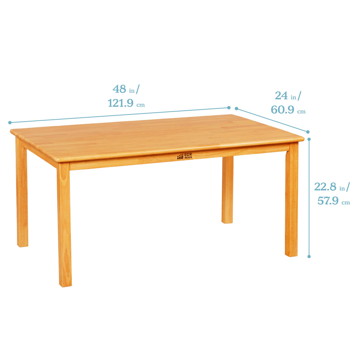 ECR4Kids 24in x 48in Rectangular Hardwood Table with 22in Legs, Kids Furniture, Honey ECR4Kids