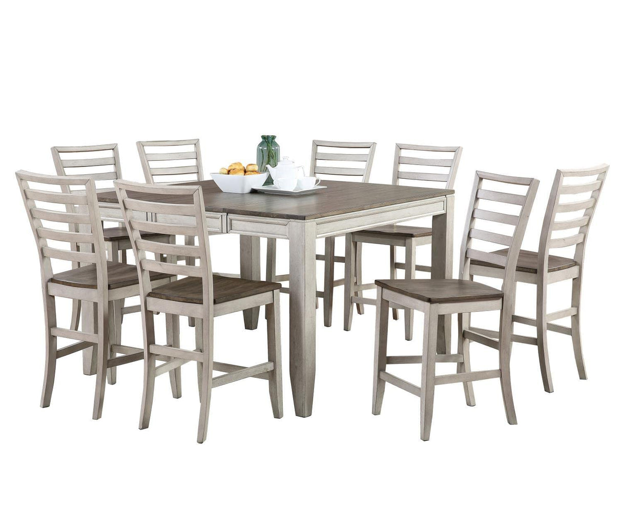 Abacus Two-Tone Smokey Alabaster and Brown 9-Piece Counter Dining Set Steve Silver