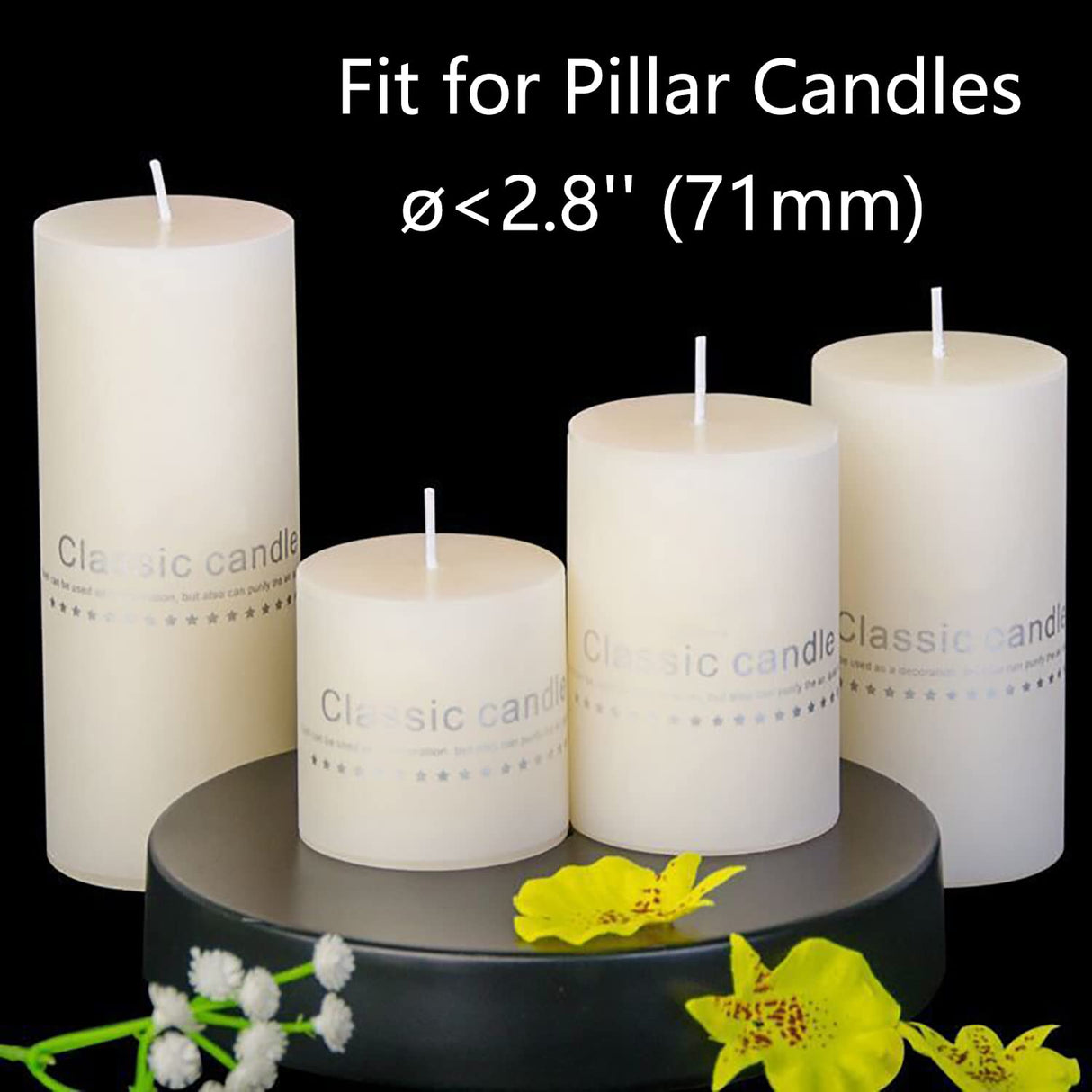 Fuhengli Pillar Candle Holders Stands Set of 2, Candle Holders for Pillar Candles Decorative Candlestick Holder for Fireplace, Home Decor, Dinning, Party, Wedding, Matte Black, 6.2" & 8.7" Fuhengli