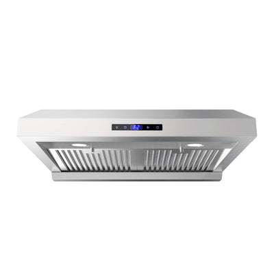 FIREGAS Range Hood 30 inch, Dual Motor Kitchen Hood 900 CFM Stainless Steel Vent Hood for Under Cabinet with 3 Speed Exhaust Fan, Touch Screen, Dishwasher Safe Baffle Filters and LED Lights