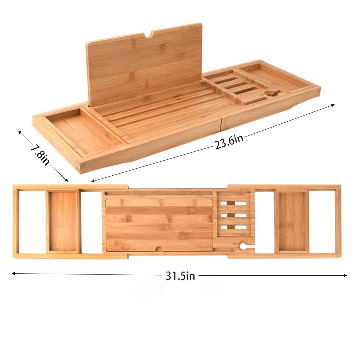 Hcirjhie Wood Foldable Bathtub Tray Caddy Bamboo Bathtub Tray Expandable, Bath Tub Table Caddy with Extending Sides - Bathtub Accessories for Women Hcirjhie