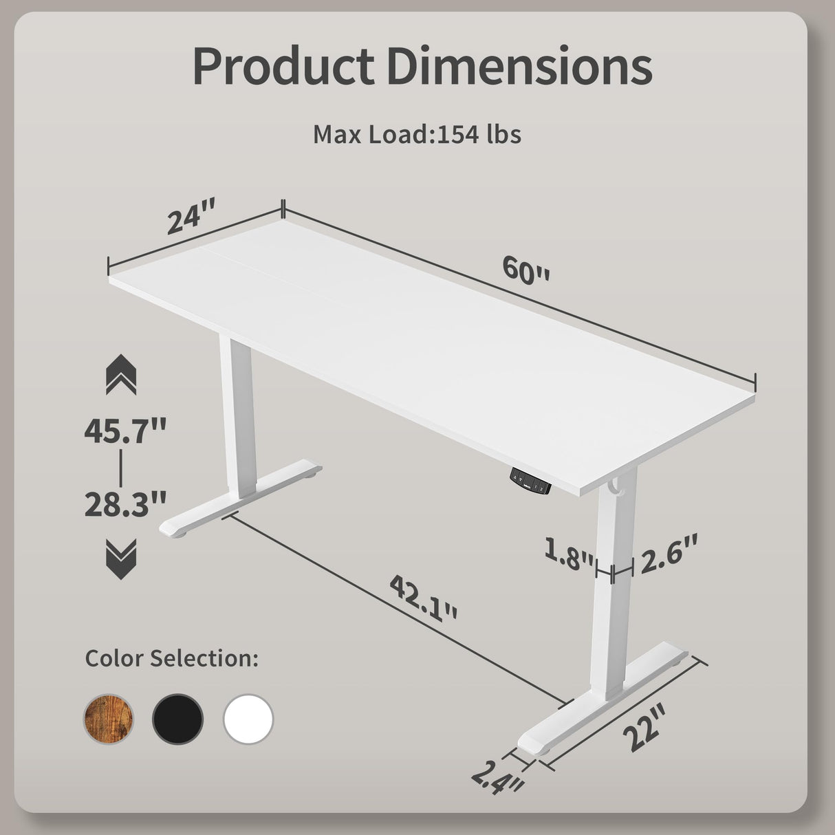 Agilestic Electric Standing Desk, Large 60 x 24 Inches Height Adjustable Desk, Sit Stand up Desk for Work Office Home, Ergonomic Rising Computer Table with Memory Preset, White Agilestic