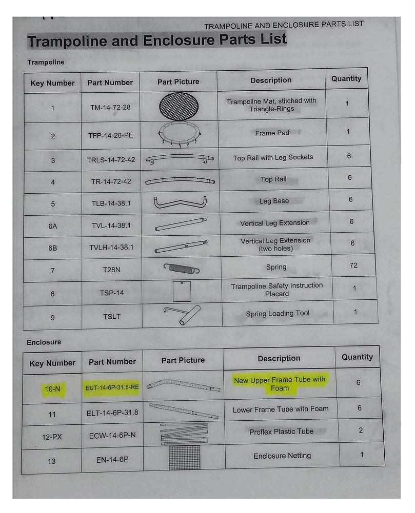 BouncePro 14-Ft Replacement Trampoline Enclosure UPPER FRAME TUBE Bounce Pro