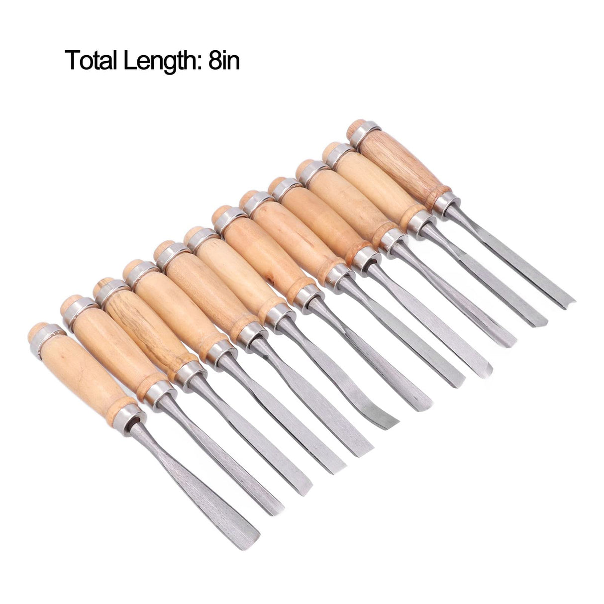 12Pcs 8inch Wood Turning Tools with HSS Blade Woodworking Lathe Chisel Set HRC58~62 High Hardness with Wood Handle for Modeling, Carving, Cutting,Woodworking Carving Gouge Accessories Tissting
