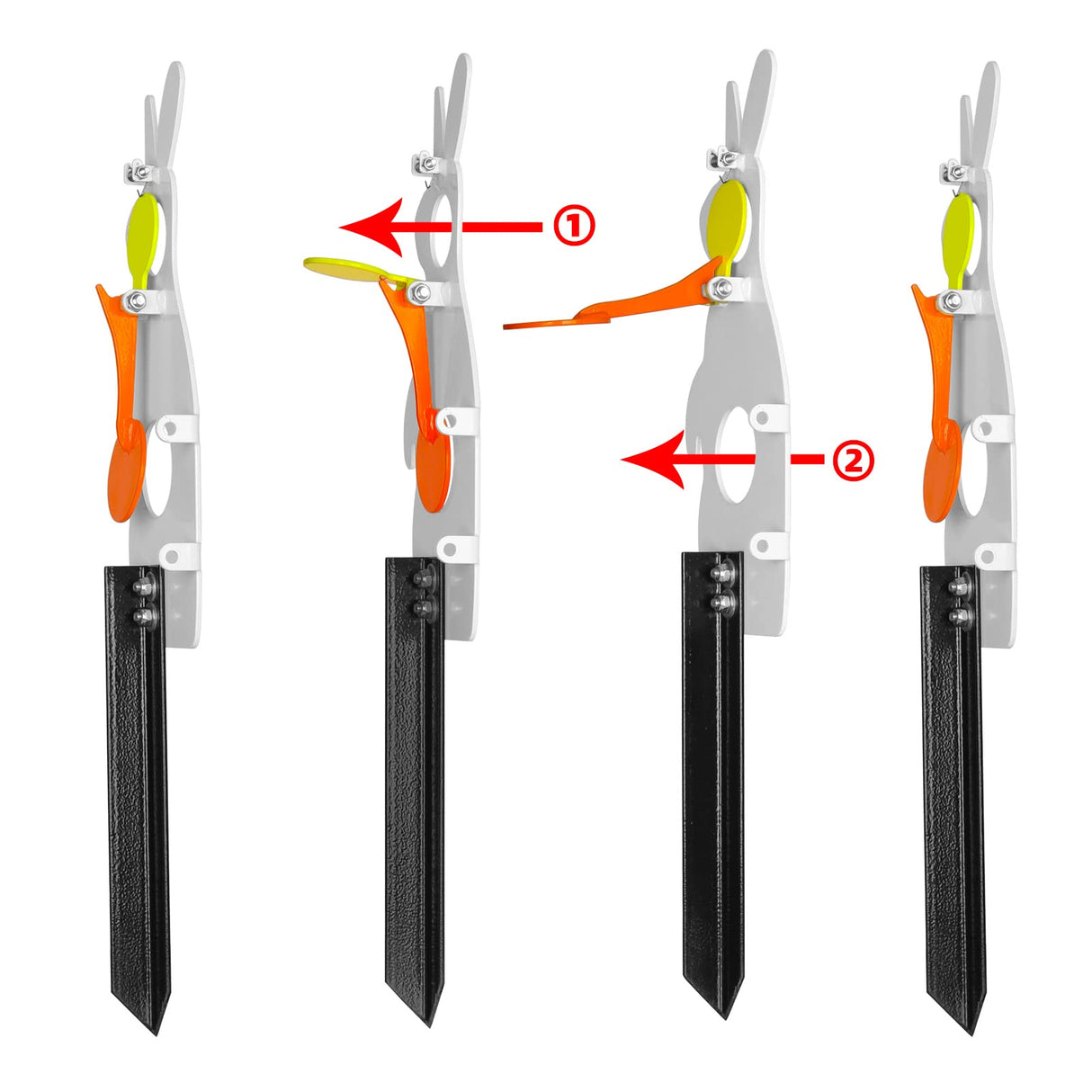 Highwild Metal Rabbit Resetting Target Neon Plates - Two Methods of Use - Rated for .22/.177 Air Guns Highwild
