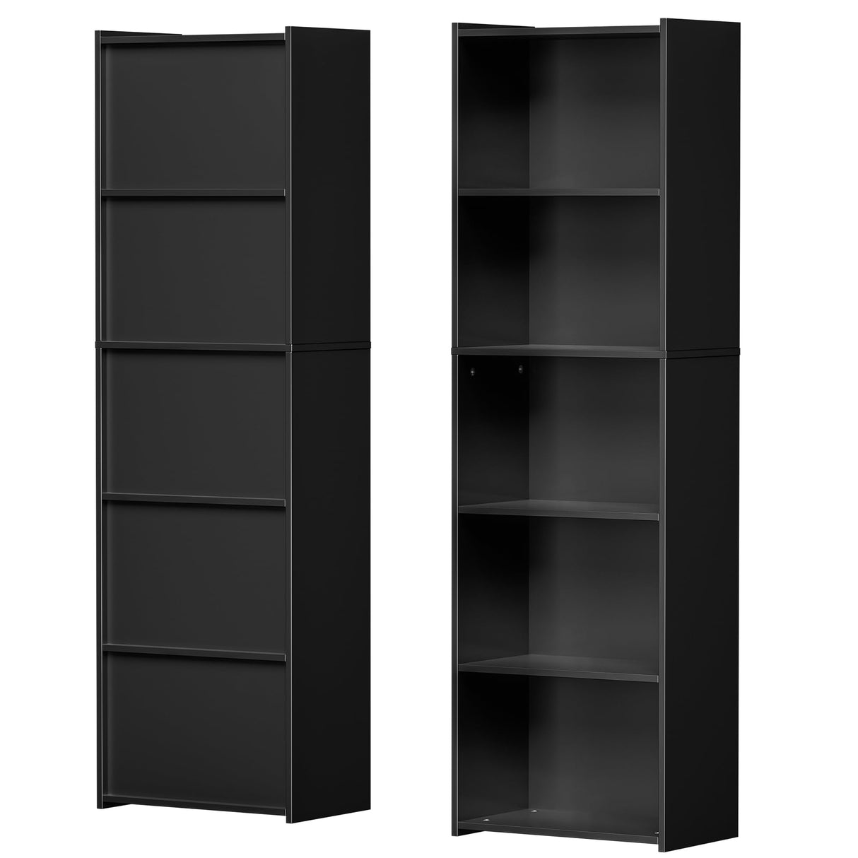 SUPER DEAL Wood Bookcase 5-Tier Open Shelf Narrow Tall Cube Bookshelf for Small Spaces Freestanding Display Storage Organizer for Kids Bedroom Home Office Apartment, 52 Inch Black SUPER DEAL