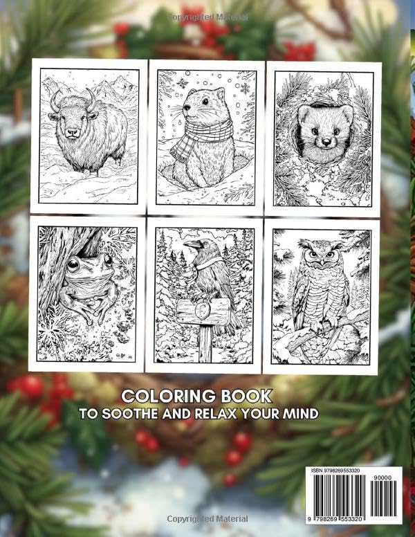Christmas Wildlife Coloring Book: Experience a forest Christmas alive with wildlife—friendly deer, playful foxes, winter birds, and moonlit trails in ... wonder, and peaceful coloring therapy. Majosta