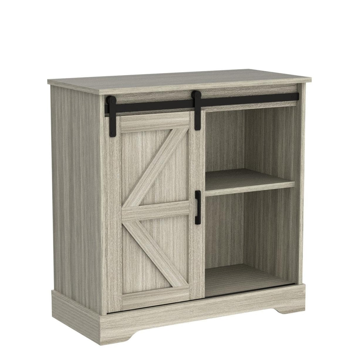 Panana Sliding Barn Door Buffet Sideboard Storage Cabinet Coffee Bar Kitchen Farmhouse Style (Oak) Panana