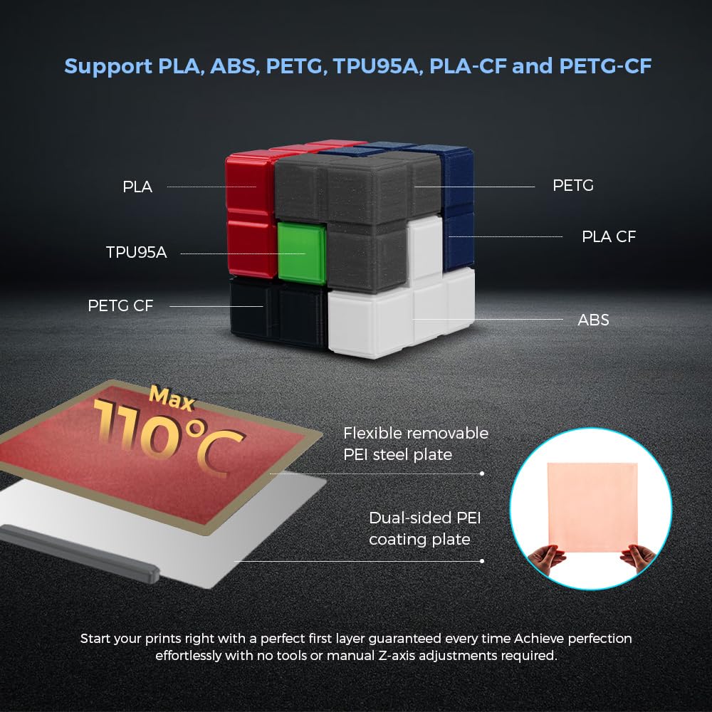 FLASHFORGE Adventurer 5M 3D Printer, 600mm/s Max High-Speed 3D Printers with Auto Leveling, Core XY Structure, Vibration Compensation and Out-of-The-Box, Large Printing Size 220 * 220 * 220mm FLASHFORGE