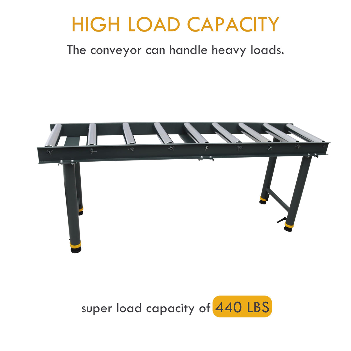 TECHTONGDA 9 Rolls Conveyor Roller Stand Adjustable Height 440LBS 65 Inch Length 18.5 Inch Width with 2.3 Inch Rollers Diameter Stainless Steel Silver TECHTONGDA