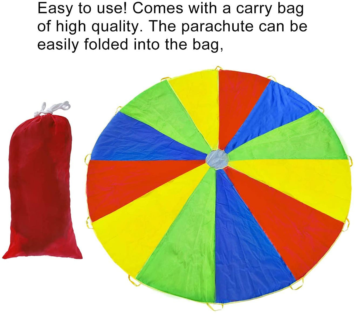 Rettebovon Parachute with Handles 20ft Play Parachute Games for Outdoor Team Games,You Can Also Use it for Trampoline Cover Picnic Mat Furniture Cover Rettebovon