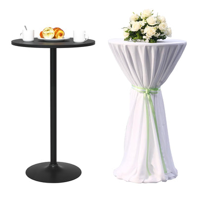 Tall Bar Table Cocktail Table Drink Table With Metal Base, 40" High Top Table 23.6 In MDF Top Pub Table Bar Height Table Bistro Table Round Table Drink Tables for Small Spaces Home, Wood, Black