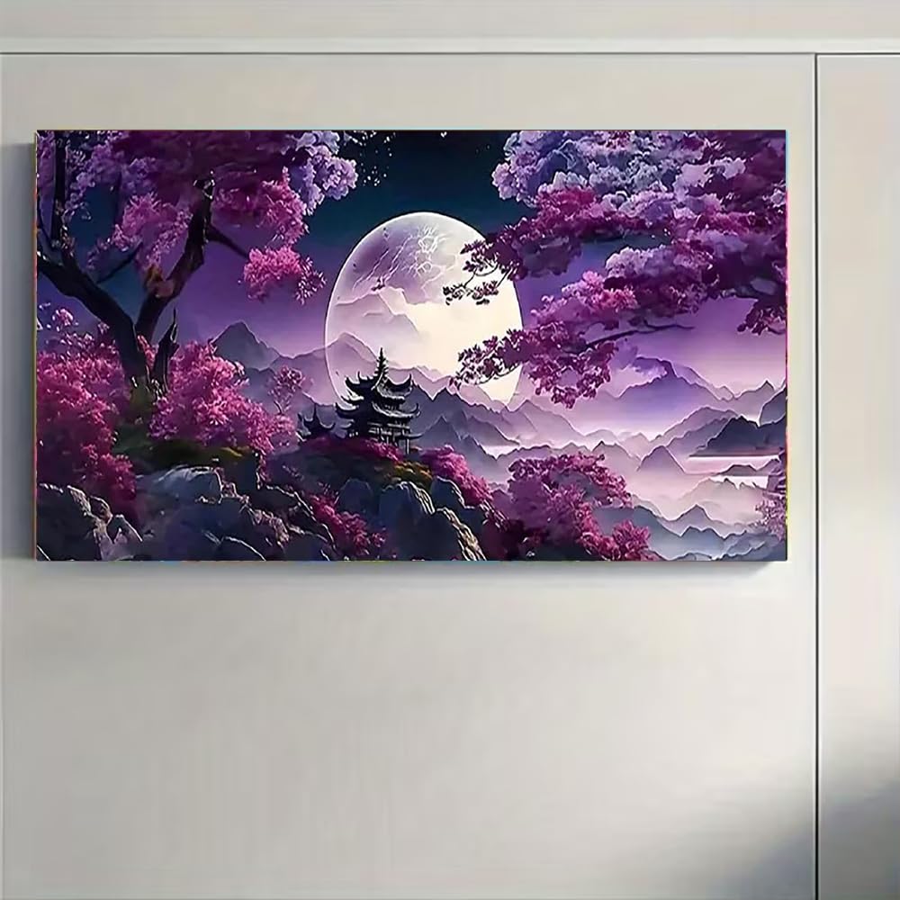 BOHADIY 5D Large Diamond Art Painting,Moon Diamond Painting Kits for Adults,DIY Full Drill Mountain Crystal Rhinestone Arts and Crafts,Tree Gem Art Painting with Diamond Home Wall Decor27.5 X 15.7inch BOHADIY