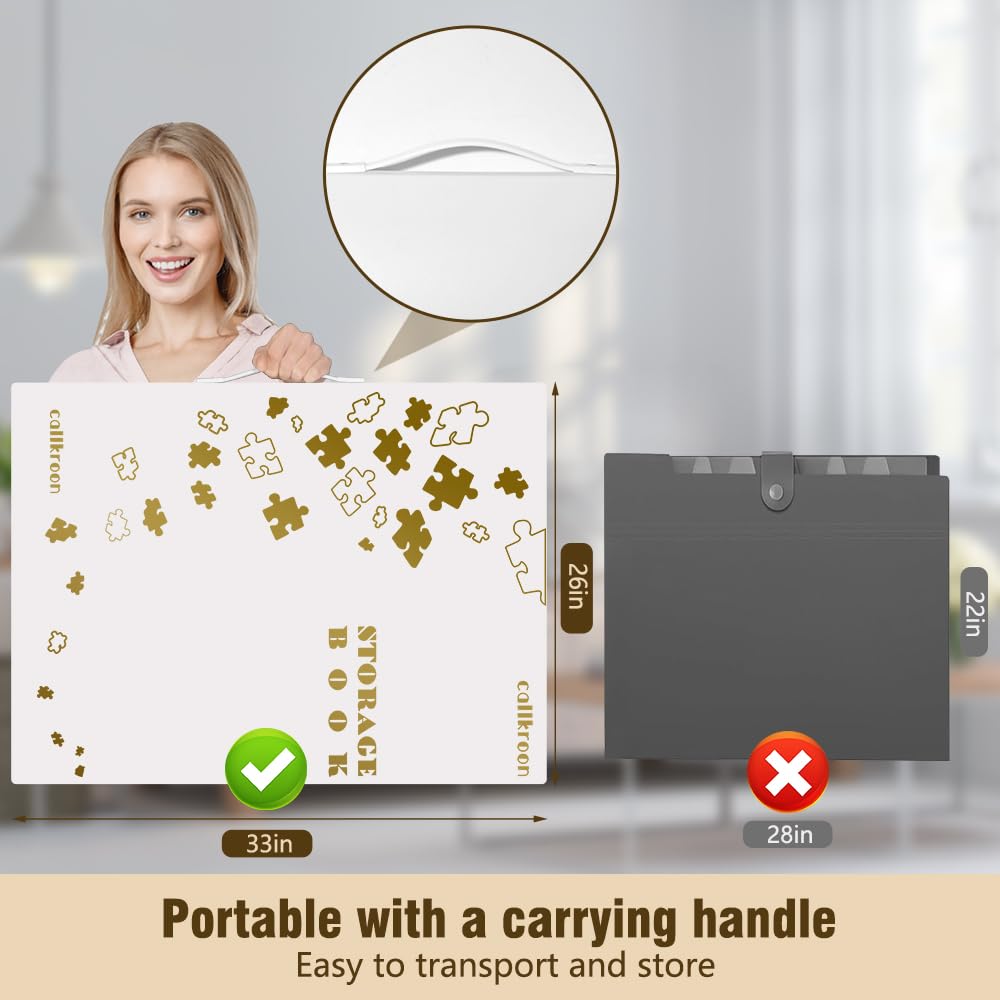 Callroon Extra Large Puzzle Storage Holder 20 HD Pockets, Can Hold 500-1500 Pcs Puzzle Organizer, Best Diamond Painting Storage, Artwork, Puzzle Accessories Gift CallKroon