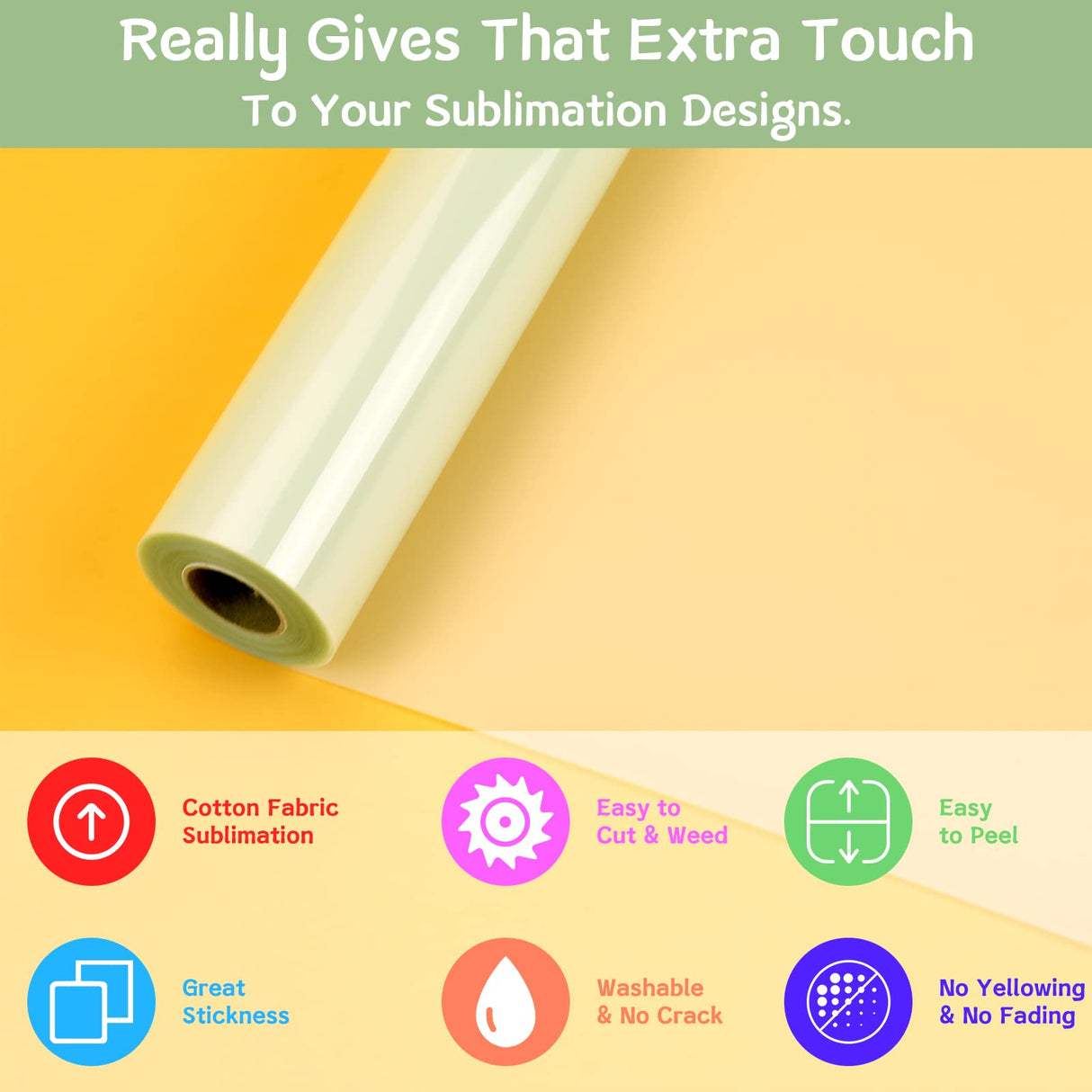 HTVRONT Clear Sublimation HTV Vinyl Matte 12" X 20FT - Sublimation Vinyl High Transfer Rate - Bright Smooth Washable HTV for T-Shirt/Hat/Pillow/Bag HTVRONT