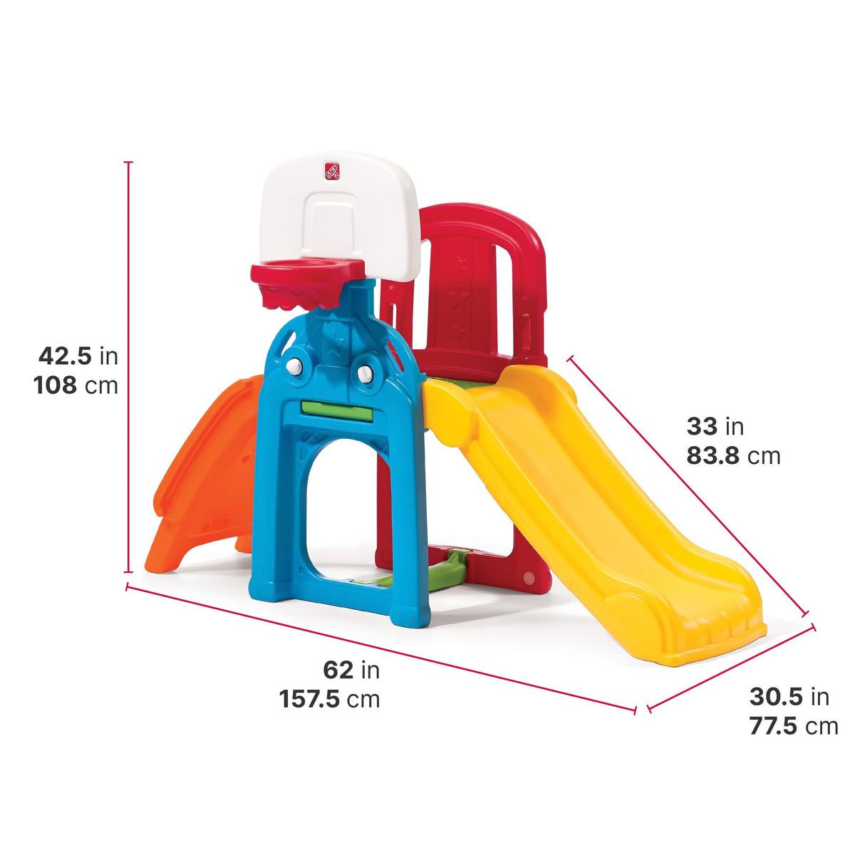 Step2 Game Time Sports Climber, Kids Indoor/Outdoor Playset, Backyard Playground Set, Slide, Climbing Wall, Basketball Hoop, Outside Jungle Gym, For Toddlers 2-6 Years Old Step2