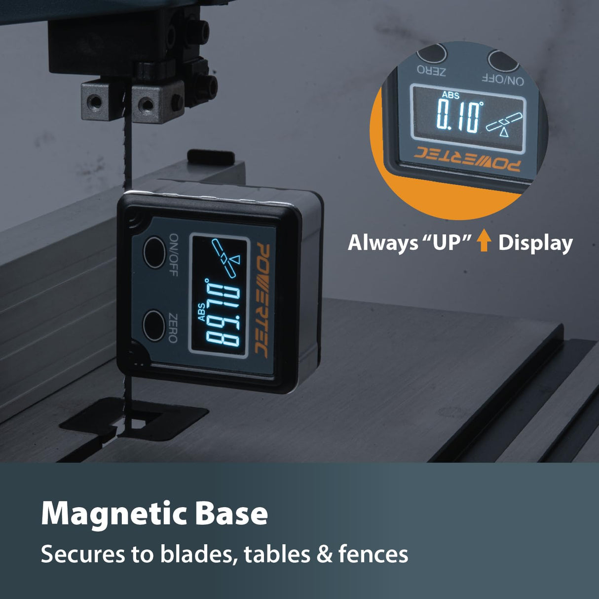 POWERTEC 71828 Table Saw Angle Gauge, Digital Angle Finder Protractor, Digital Level Box, 1 Pack, Digital Angle Gauge for Woodworking, Table Saw, Miter Saw POWERTEC
