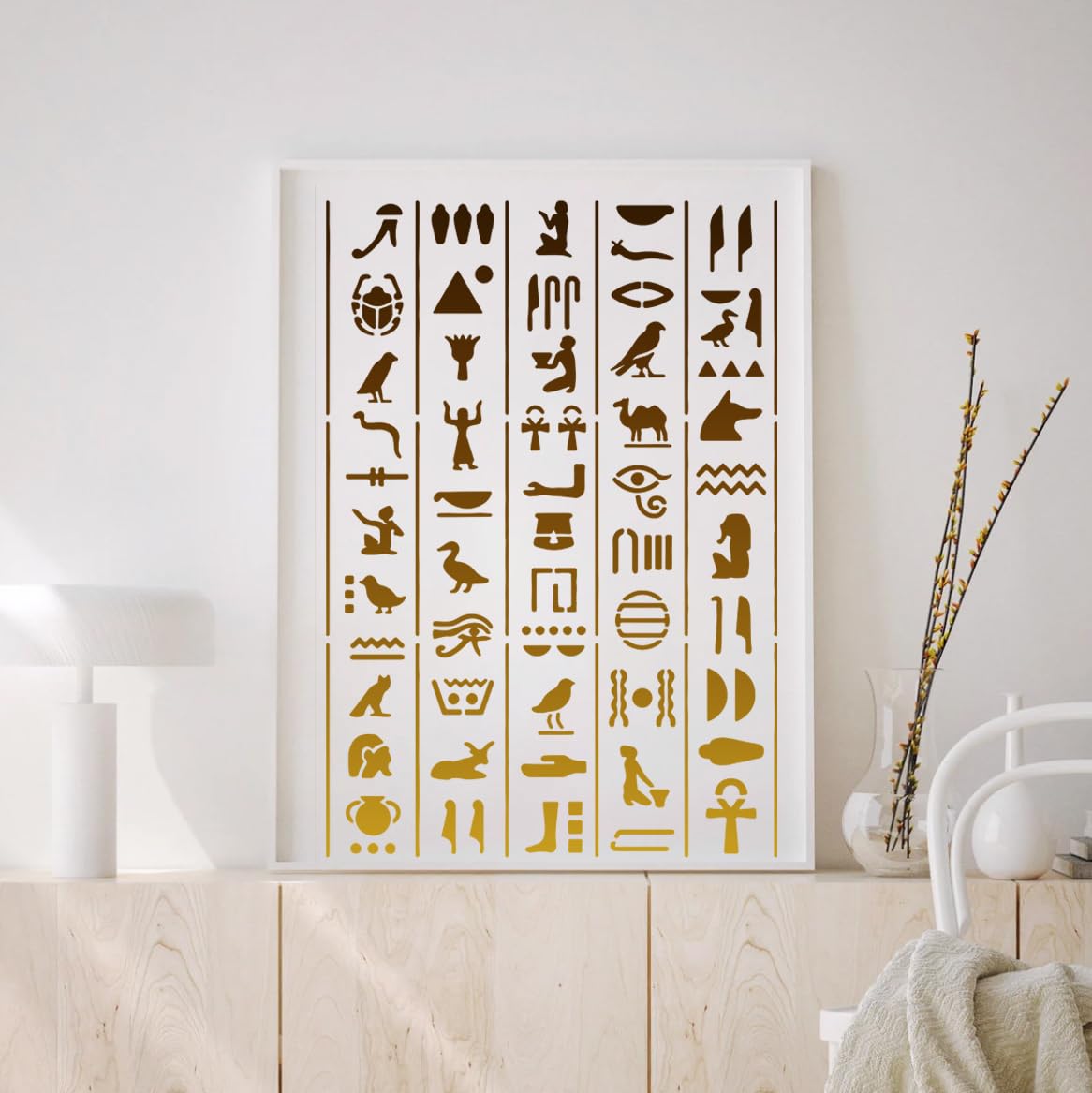 Stencils for Painting on Wood Cave Art Stencils for Crafts Reusable Egyptian Prehistoric Stone Age Templates for Wood Sign Rock Fabrics Paper Card Decor SUNVERSE