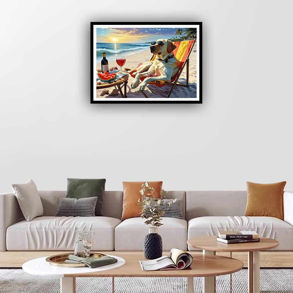 hill froeistung Dog Diamond Art Painting Kits for Adults,Beach Diamond Art Kits for Beginners, 5D DIY Round Full Drill Diamond Dots Gem Art Craft for Home Decor Gift 12x12inch hill froeistung