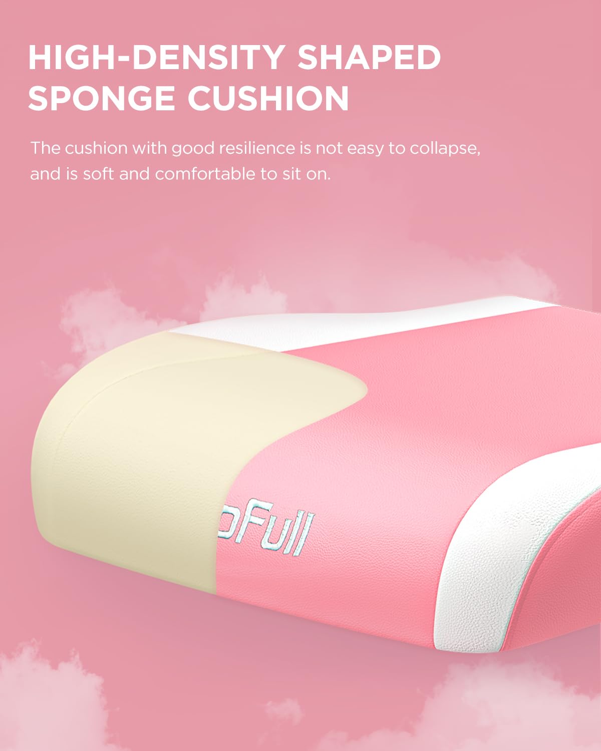 AutoFull C2 Gaming Chair,Ergonomic Wingless Cushion Computer Chair,PU Leather Racing Style Office Chair with Lumbar Support Pillow and Footrest,Pink AutoFull