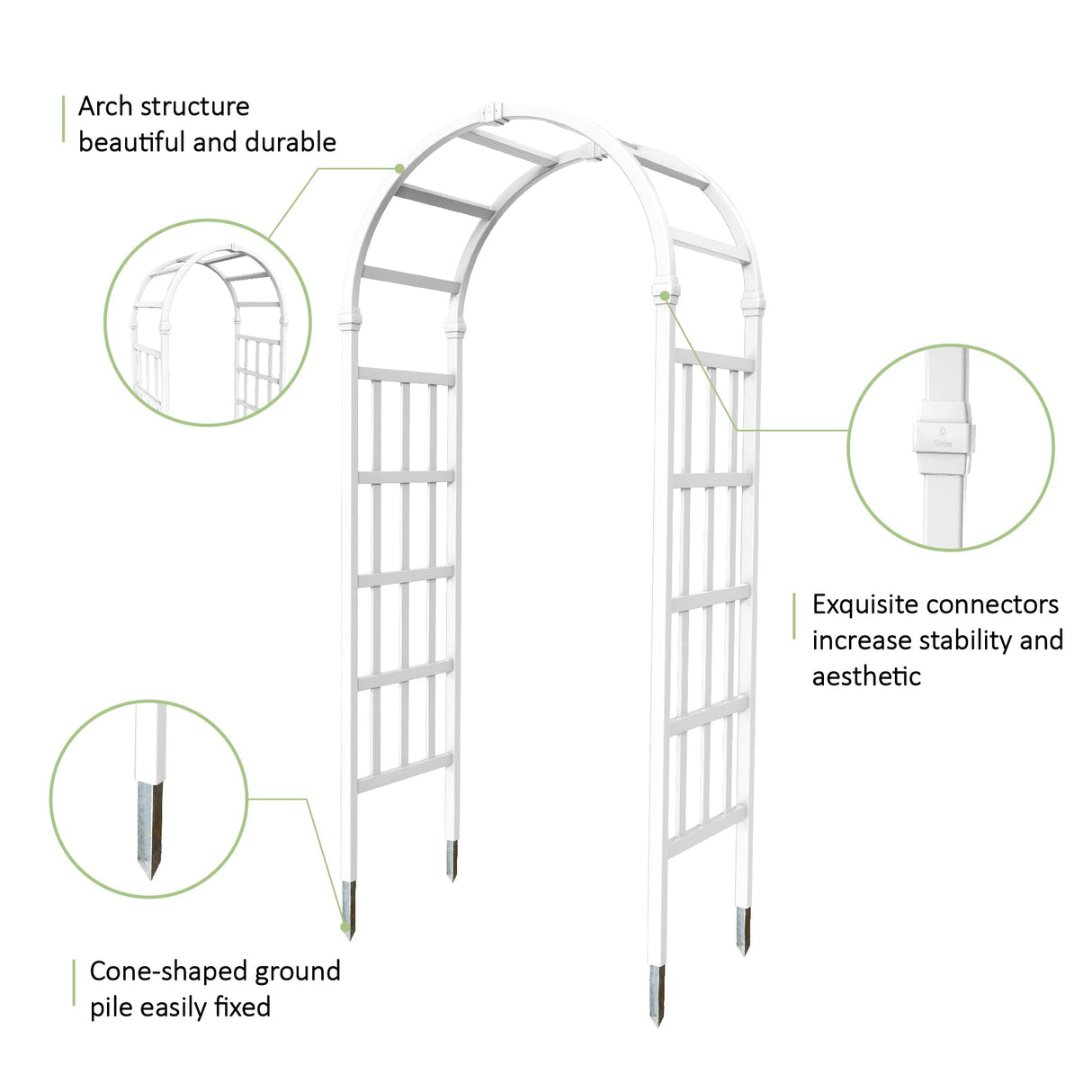 FENCETECH 41" W x 86" H Vinyl Arbor, Vinyl Arch, Garden Arch Arbor for Outdoor, Yard, Garden, Climbing Plants - White FENCETECH