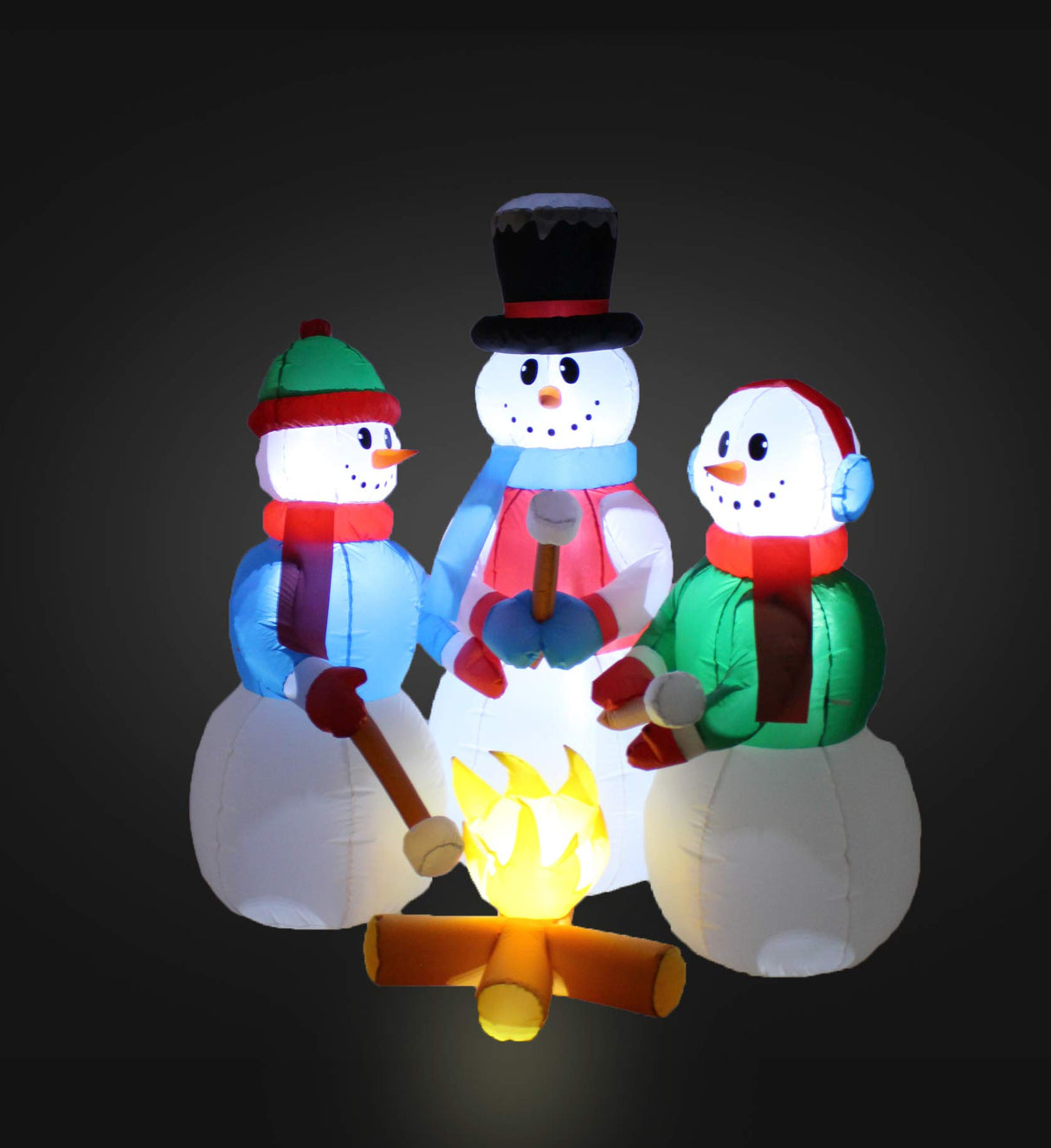5 Foot Tall Huge Christmas Inflatable Snowmen Snowman Campfire Camping Roasting Marshmallows LED Lights Outdoor Indoor Holiday Decorations Blow up Lawn Inflatables Home Family Decor Yard Decoration BZB Goods