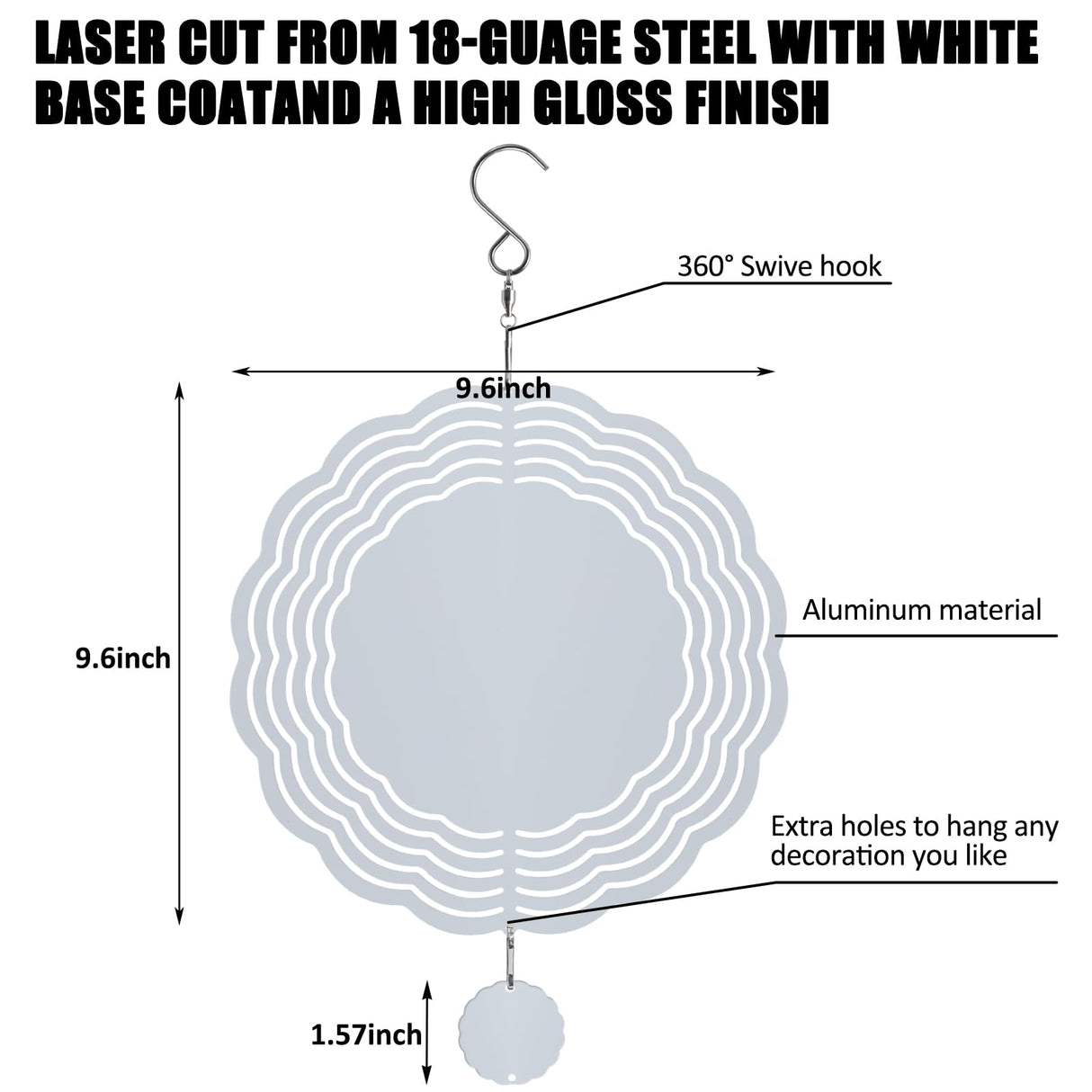 Mmucco 10 Pack Sublimation Wind Spinner Blanks 10 Inch,3D Aluminum Wind Spinners Sublimation Blank DIY Crafts Ornaments for Indoor Outdoor Garden Yard Mmucco