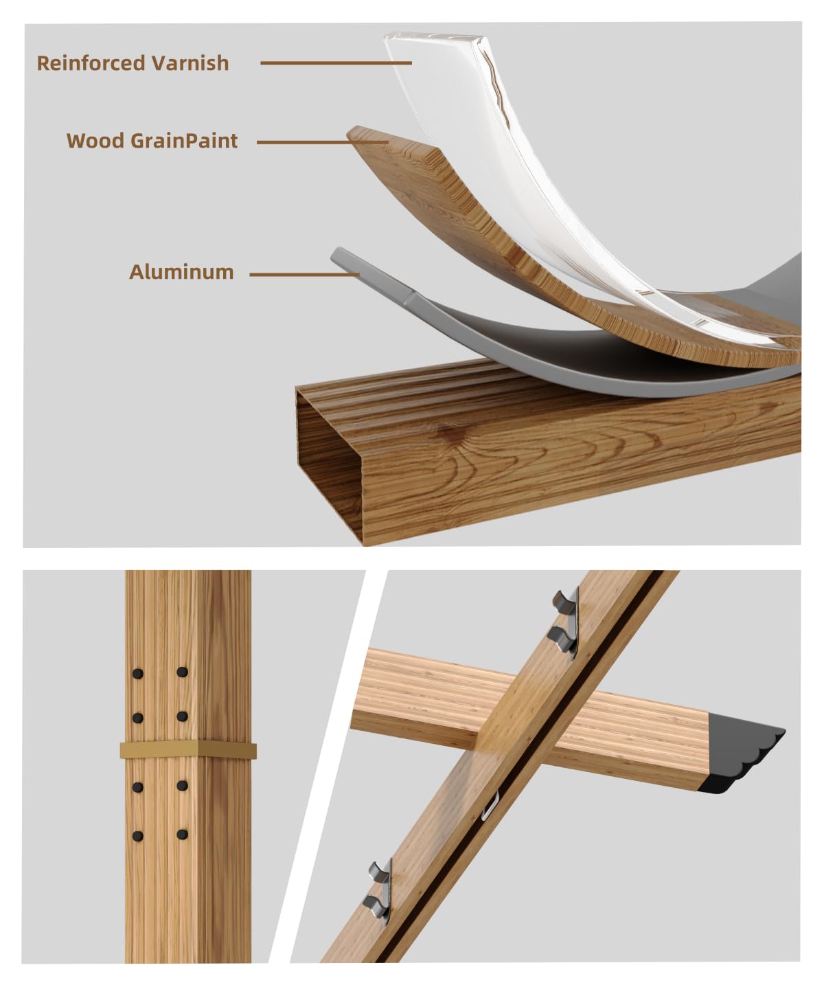 GAOMON Retractable Pergola 10' x 13' Aluminum Outdoor Pergola with Retractable Canopy Faux Wood Metal Pergolas for Patios, Backyard, Deck, Patio, Garden Porch Beach Pavilion Grape Trellis, Gray GAOMON