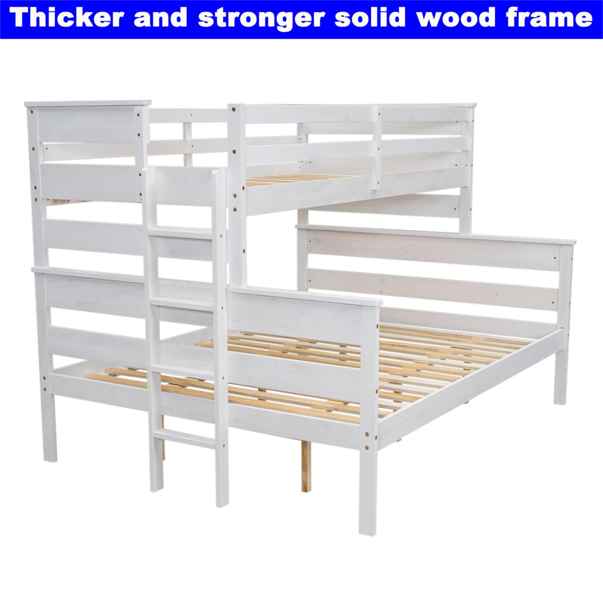Kntyr Premium Solid Wood Twin XL Over Queen Bunk Bed - Versatile and Sturdy Design, Easily Converts to Two Beds Kntyr