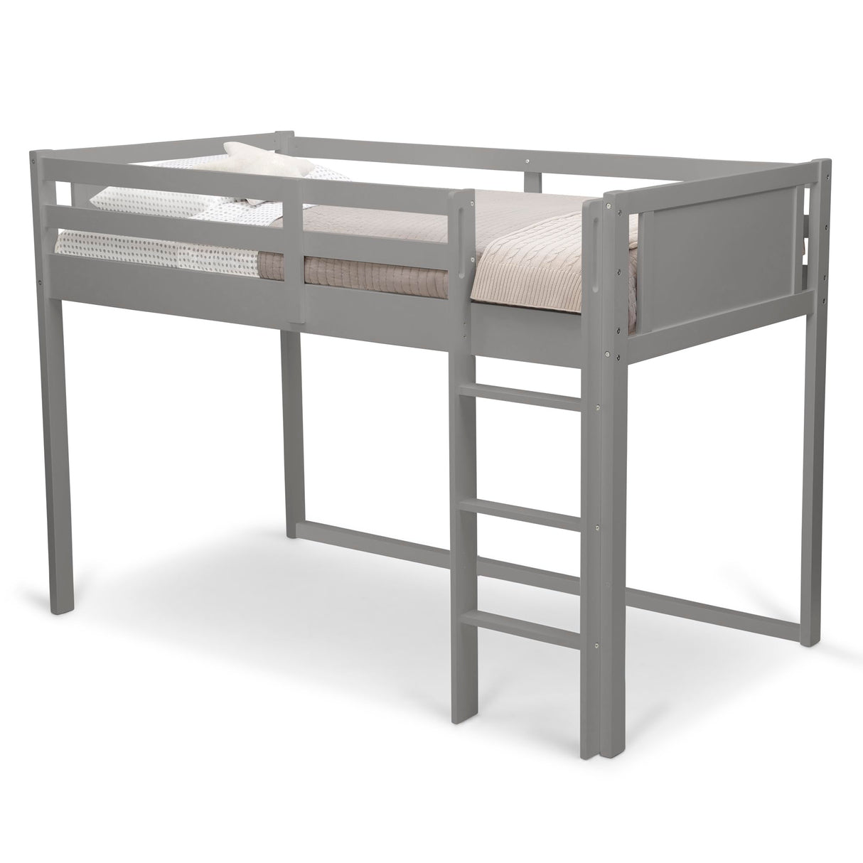 Delta Children Twin Loft Bed with Guardrail and Ladder (Coordinates with Batman, Spider-Man & Harry Potter Tents Sold Separately), Grey Delta Children