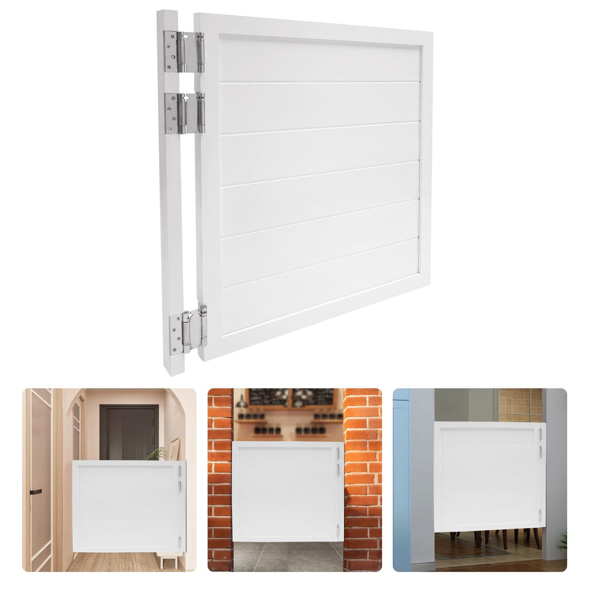 Swinging Doors 35.4x35.4in Solid Wood Cafe Swinging Door Porch Entrance Swinging Door 180° Opening Angle for Home Cafes Restaurants Bars Cash Registers, White Fifizoo