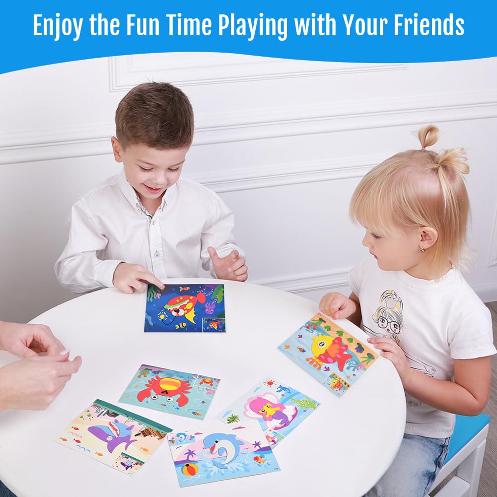 OSDUE EVA Foam Art Crafts Gift Kit, 12 Pieces 3D EVA Foam Sticker Puzzle Game, DIY Cartoon Animal Painting Stickers for Kids Ages 4+ Toddler, Preschool Learning Toy for Easter Birthday Party Favor OSDUE