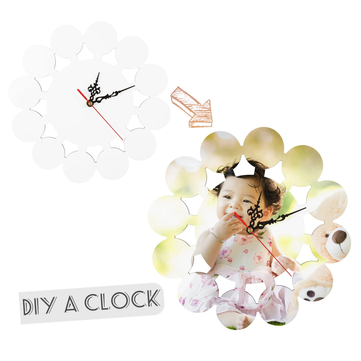 TEHAUX Sublimation Wall Clock Heat Transfer Craft Puzzle Heat Transfer Clock Heat Press Blank Clock Sublimation Hanging Wall Clock Bedroom Wall Clock Kid Clock Child Alarm Clock Round TEHAUX