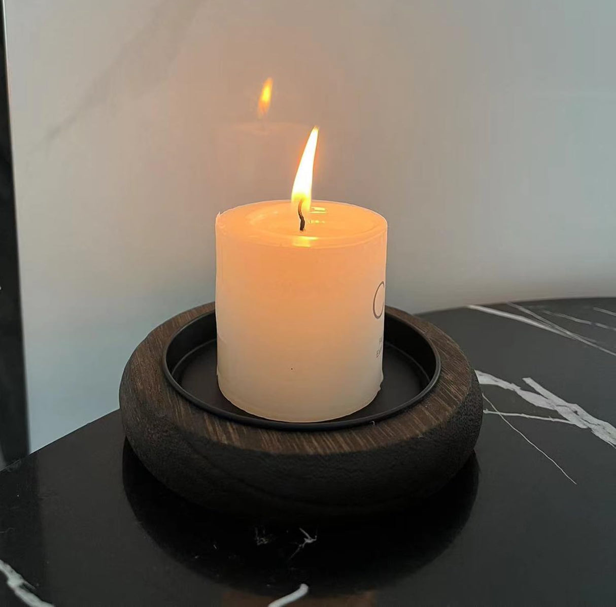 Wood Candle Holder 3 PCS Farmhouse Decor Wooden Pillar Candles Tray for Table Centerpiece Small Decorative Tray Riser Round Wooden Plate Pedestal Stand for Coffee Table for Home Decor Phinicco