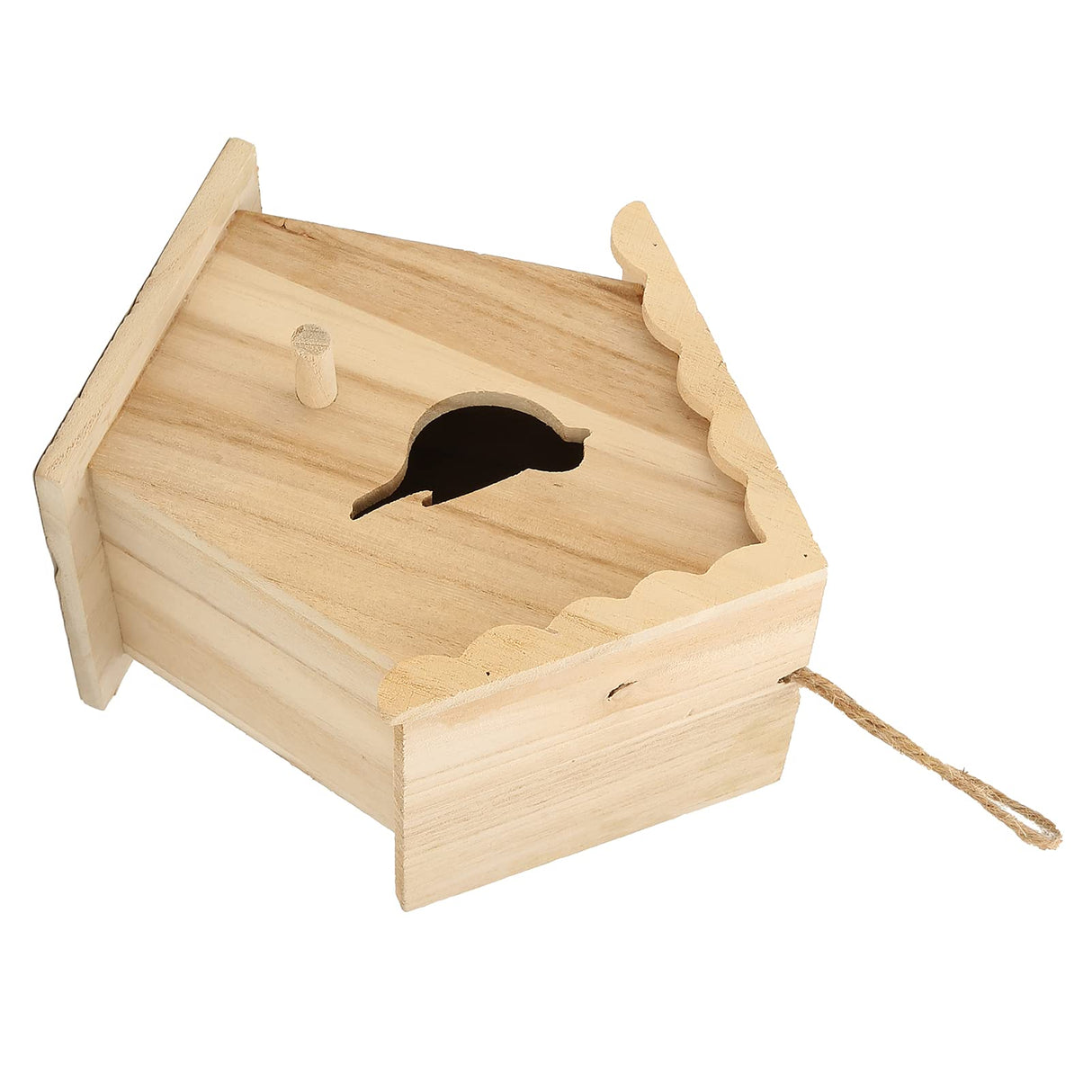 Wood Birdhouse,Unfinished, DIY Bird House Wood Birdhouse Birdhouse to Paint for Birdwatching Wood Frame for Finches and Songbirds Walfront