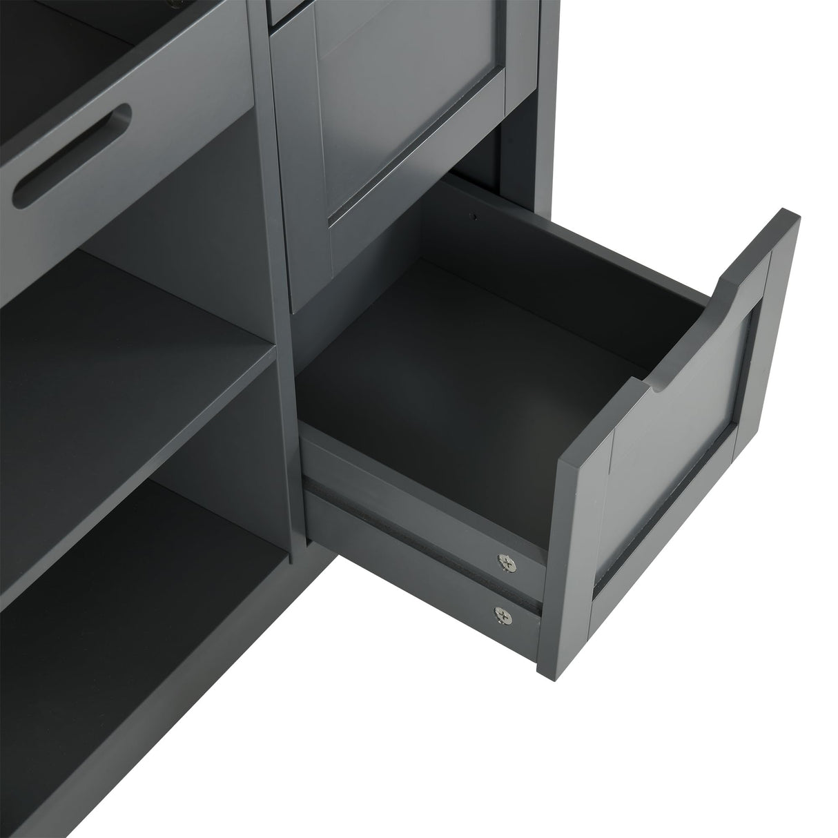 YITAHOME Small Solid Wood Top Kitchen Island Cart on Wheels with Storage, Rolling Portable Dining Room Serving Utility Carts Mobile Movable with 3 Drawers Cabinet, Gray YITAHOME