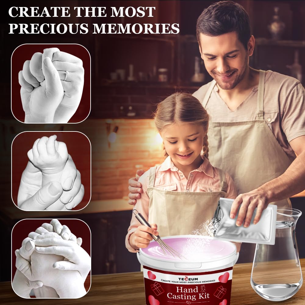 TECEUM Hand Casting Kit β Unique Gift for Babies & Adults β Ideal DIY Gift for Your Loved Ones, Couples, Family β For Wedding, Anniversary, Baby Shower, Motherβs Day, Christmas β Romantic Gifts β Kit1 TECEUM