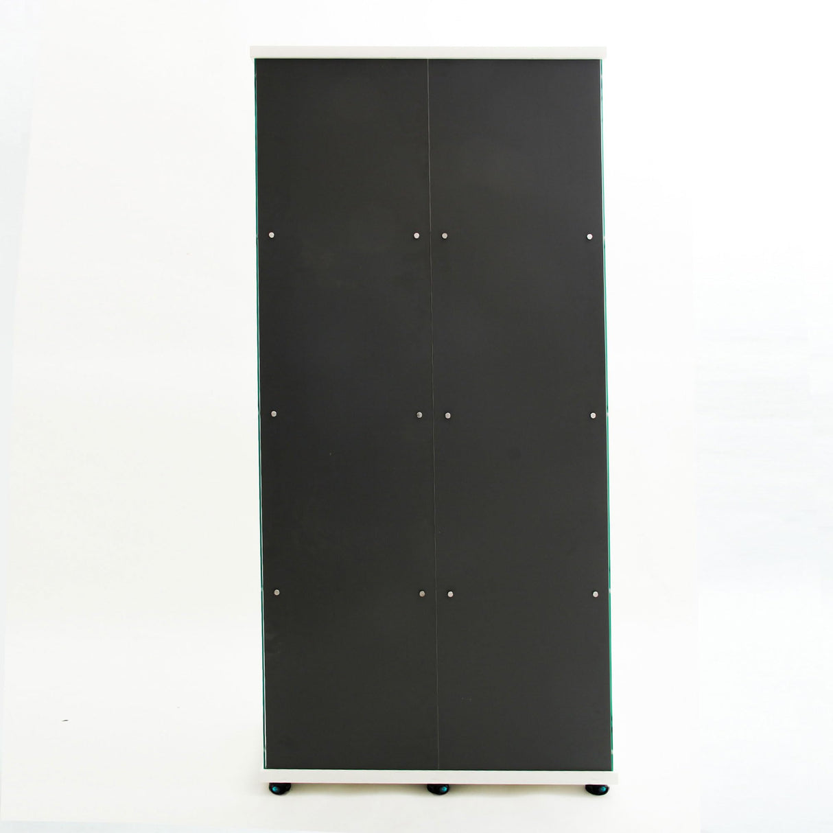 Mcltopz 5 Shelves Glass Display Cabinet with Bluetooth LED Light Strip, 2-Door Floor Standing Curio Cabinet with Universal Wheel&Lock&Mirror Back Panel, White Glass Bookshelf for Collections, Wood Top Mcltopz