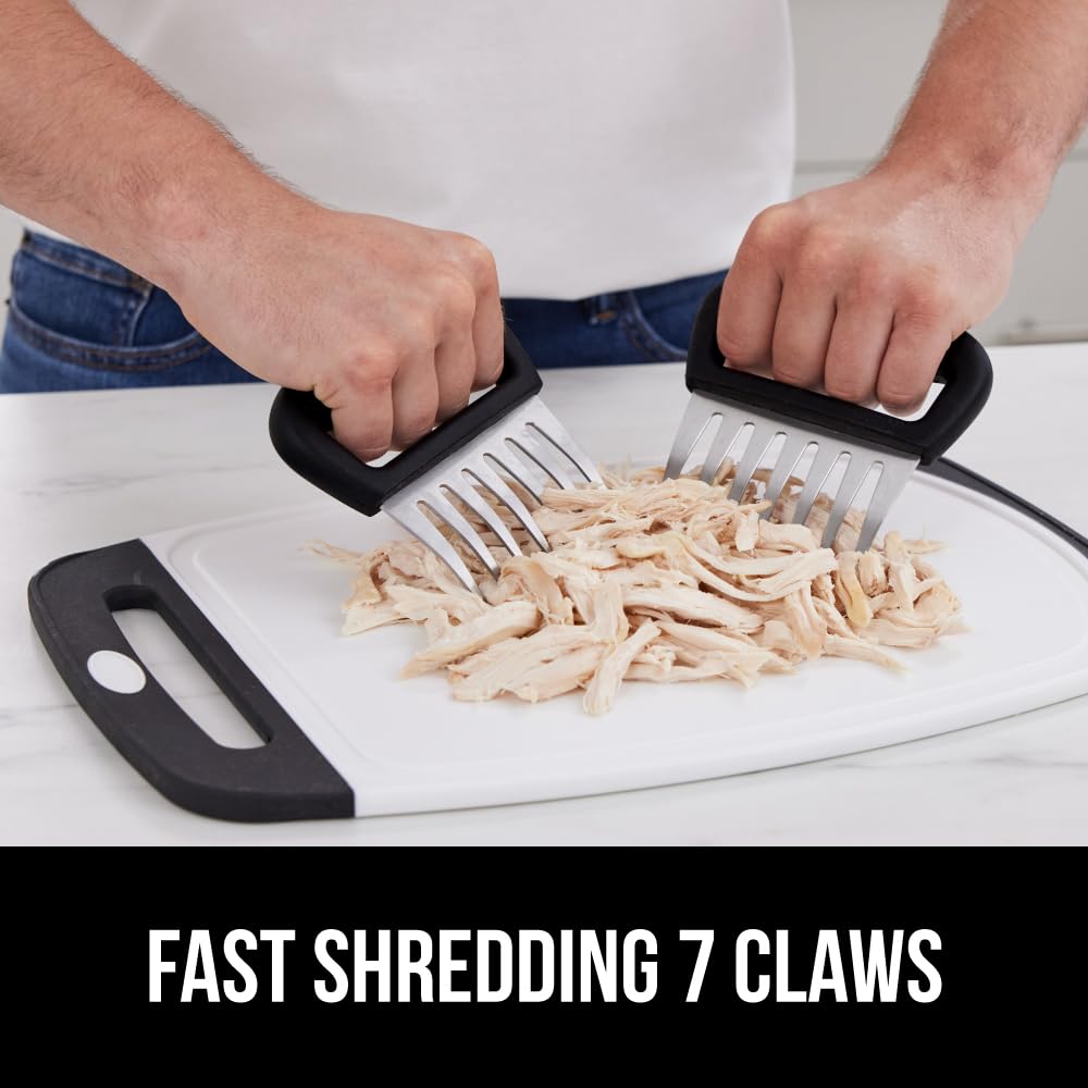 Gorilla Grip Powerful Stainless Steel Meat Shredder Claws, Shred Rotisserie Chicken, Pulled Pork, Carve Ham Faster, Oversized 7 Claw Design Food Shredding Fork, Kitchen Smoker BBQ Tool, Black Gorilla Grip