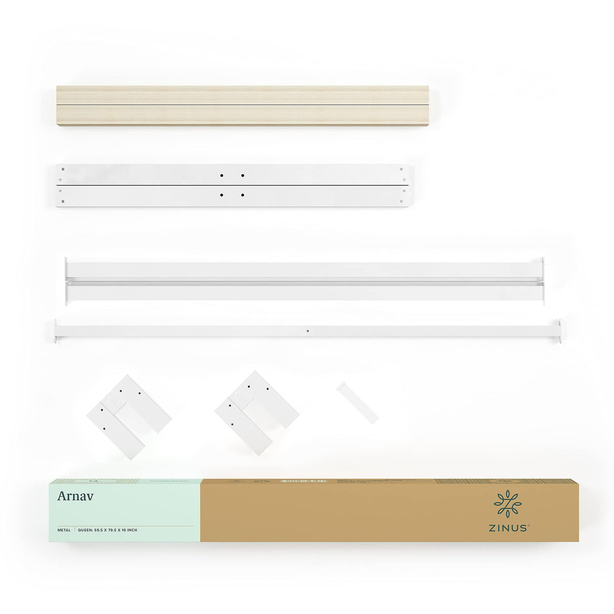 ZINUS Arnav White Metal Platform Bed Frame with Wood Slat Support - No Box Spring Required, Easy Assembly, Full Size Zinus