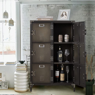 MIIIKO Metal Storage Locker, Industrial Storage Cabinet with Doors and Shelves, Stylish and Sturdy 6 Compartment with Lockable Doors, for Home Office, School, Club and Hallway