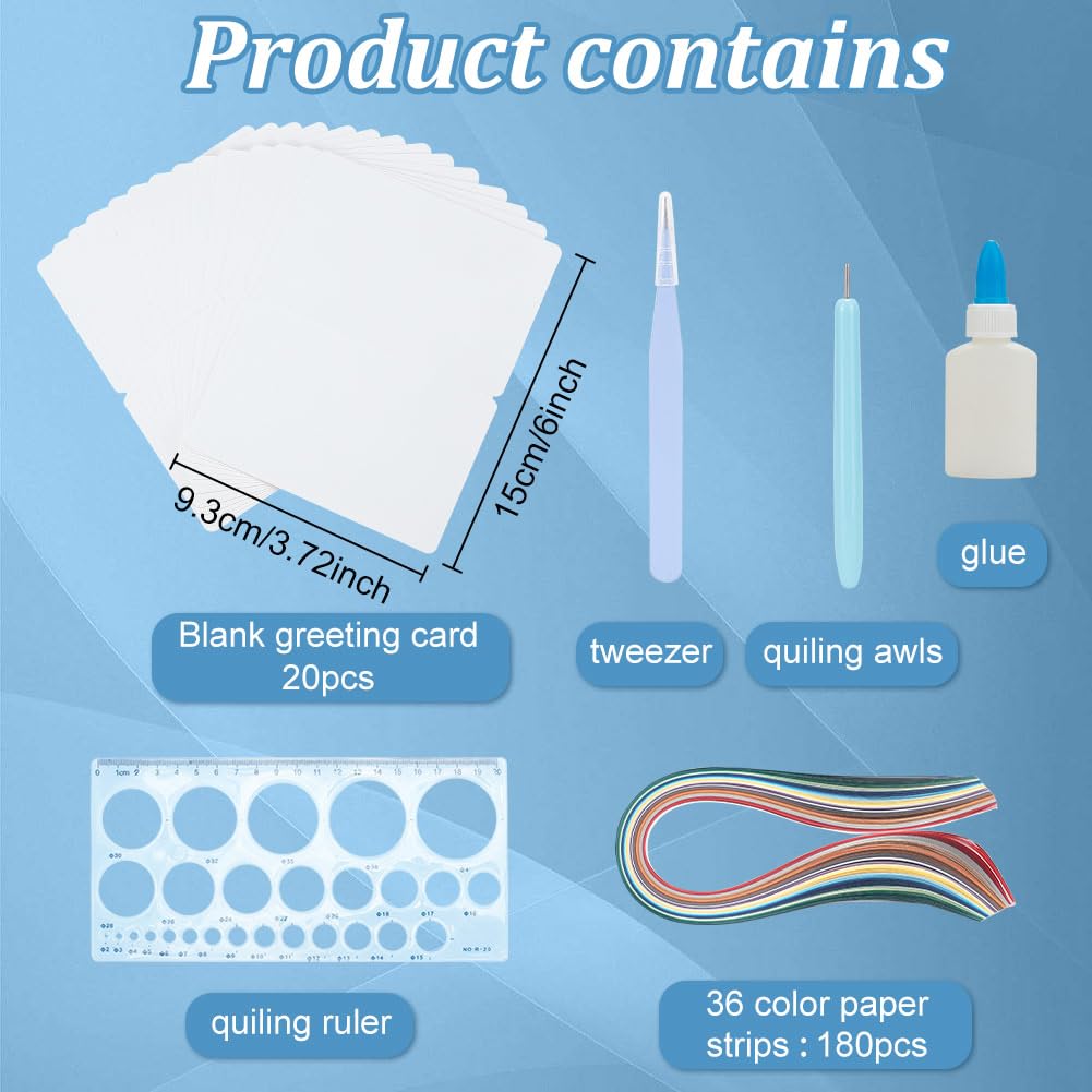 WEBEEDY Paper Quilling Kit 20 Sets Flower Card Quilling Kit with Paper Quilling Strips Tools Paper Quilling Set DIY Handmade Arts Crafts Christmas Valentine's Day Birthday Gifts WEBEEDY