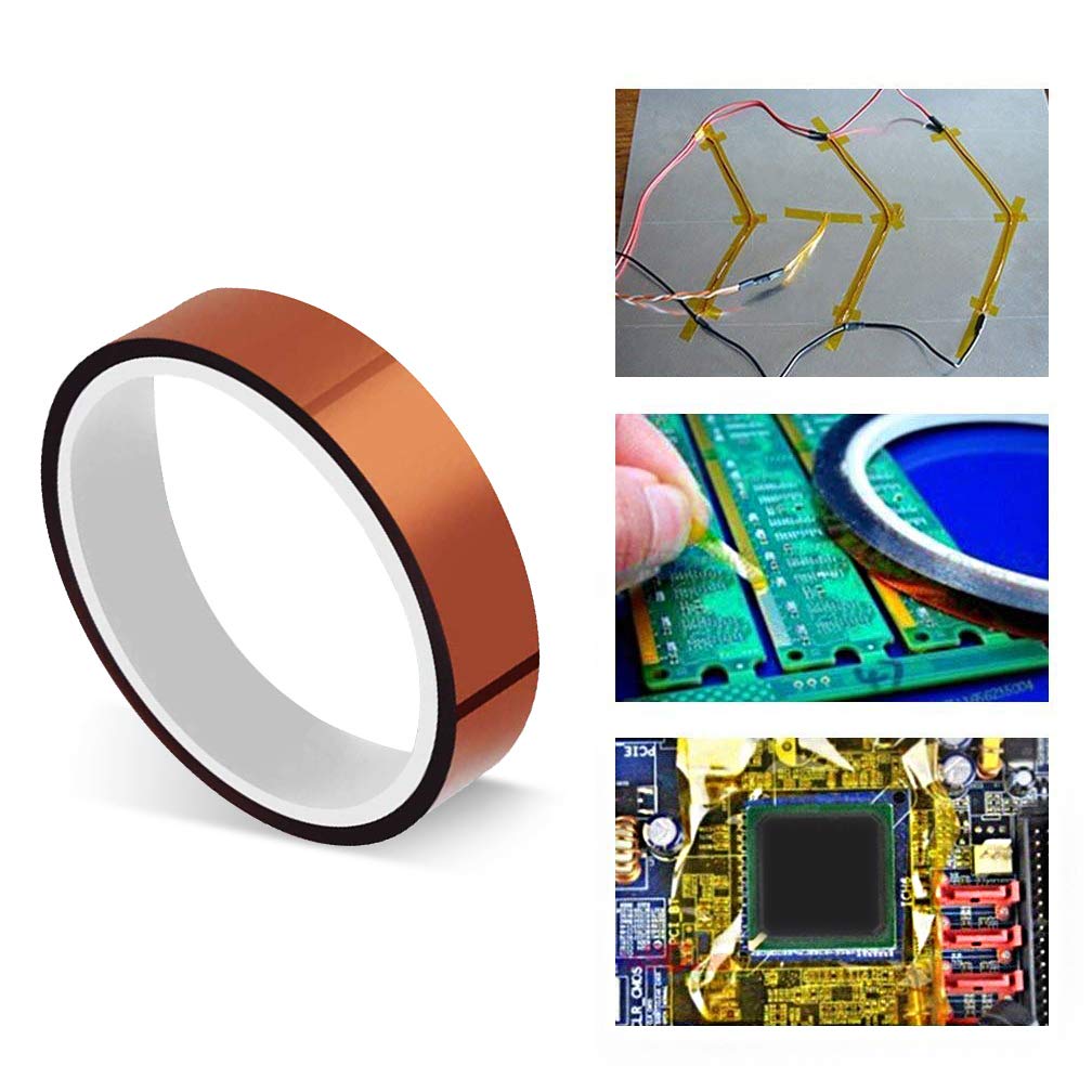 Viaky High Temp Tapes Polyimide Film Adhesive Tape Multi-Sized Heat High Temperature Resistant Tawny Tapes for Electric Tasks, 3D Printers, Solder, Painting and Packing Fixing (Brown) Viaky