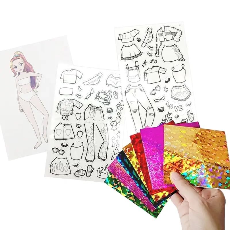 Foil Transfer Art, Fashion Studio Foil Fun, No Mess Art for Kids, DIY Creative Activity, Gifts for Girls and Boys Ages 6,7,8,9,10 Travel Toys Generic
