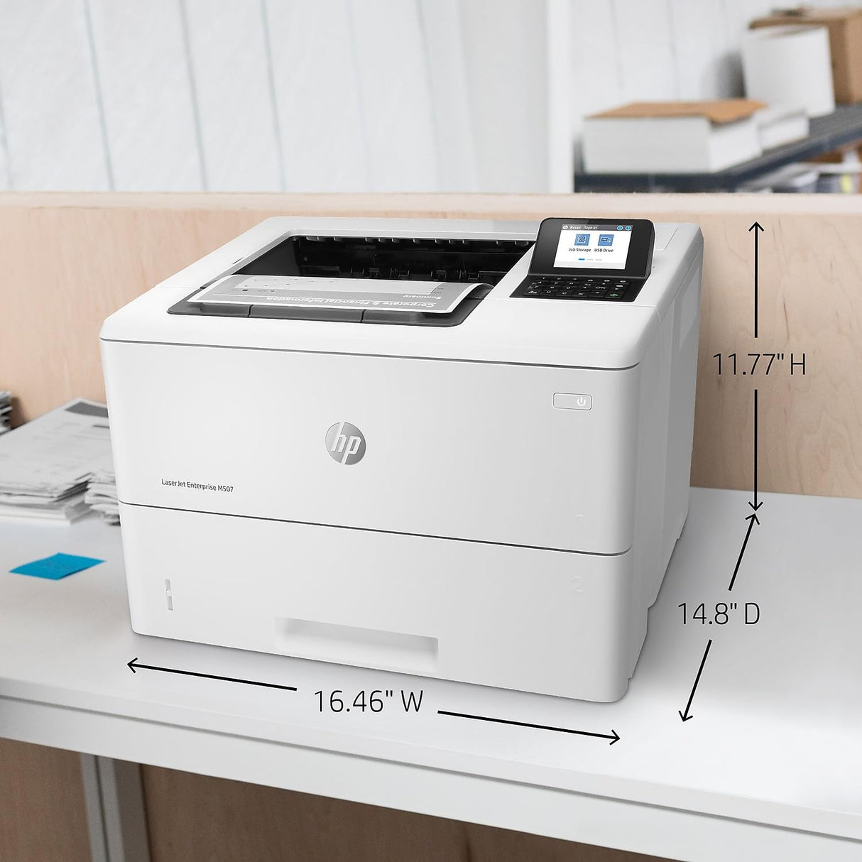 HP LaserJet Enterprise M507n Monochrome Printer with built-in Ethernet (1PV86A), White HP