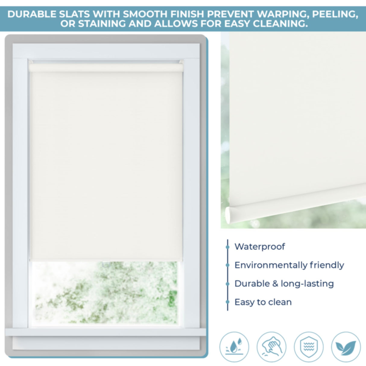 LEVOLOR Basics Cordless Fabric Roller Shade, Easy to Install Blackout Shades for Windows, Neutral White, Fits up to 21” Width and 72” Length, Home Solution for Any Space or Room Decor LEVOLOR