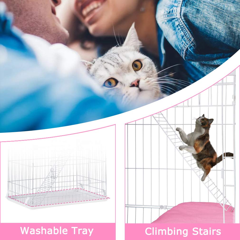 Cat Cage Cat Crate Kennel Cat Playpen with Free Hammock Perching Shelves 3 Cat Bed 3 Front Doors 2 Ramp Ladders,67 inches BestPet
