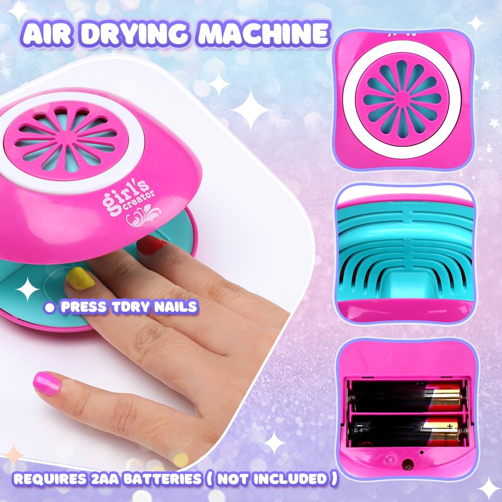 Nail Art Kit for Girls: Kids Nail Polish Set for Girls Toys Ages 8-12 Birthday Presents Gift Nail Set for Girls age 10-12丨Makeup Kit for Girls 10-12 Nail Art Studio RIKONDA