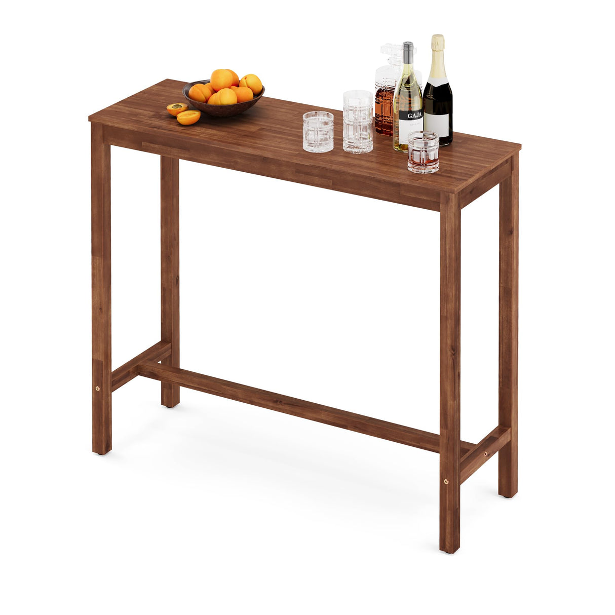 Cozyman 45-Inch Acacia Wood Counter Bar Table – Stylish Teak Brown High Top for Indoor & Outdoor Use Cozyman