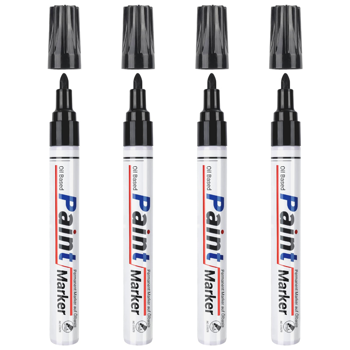 DAPAWIN Black Paint Pen Permanent Markers Waterproof -4 Black paint markers,paint marker for Metal,Rocks,Wood,Plastic,Tire,Glass,Fabric,label,Medium Tip,Oil Based Paint Markers Black Markers Permanent DAPAWIN